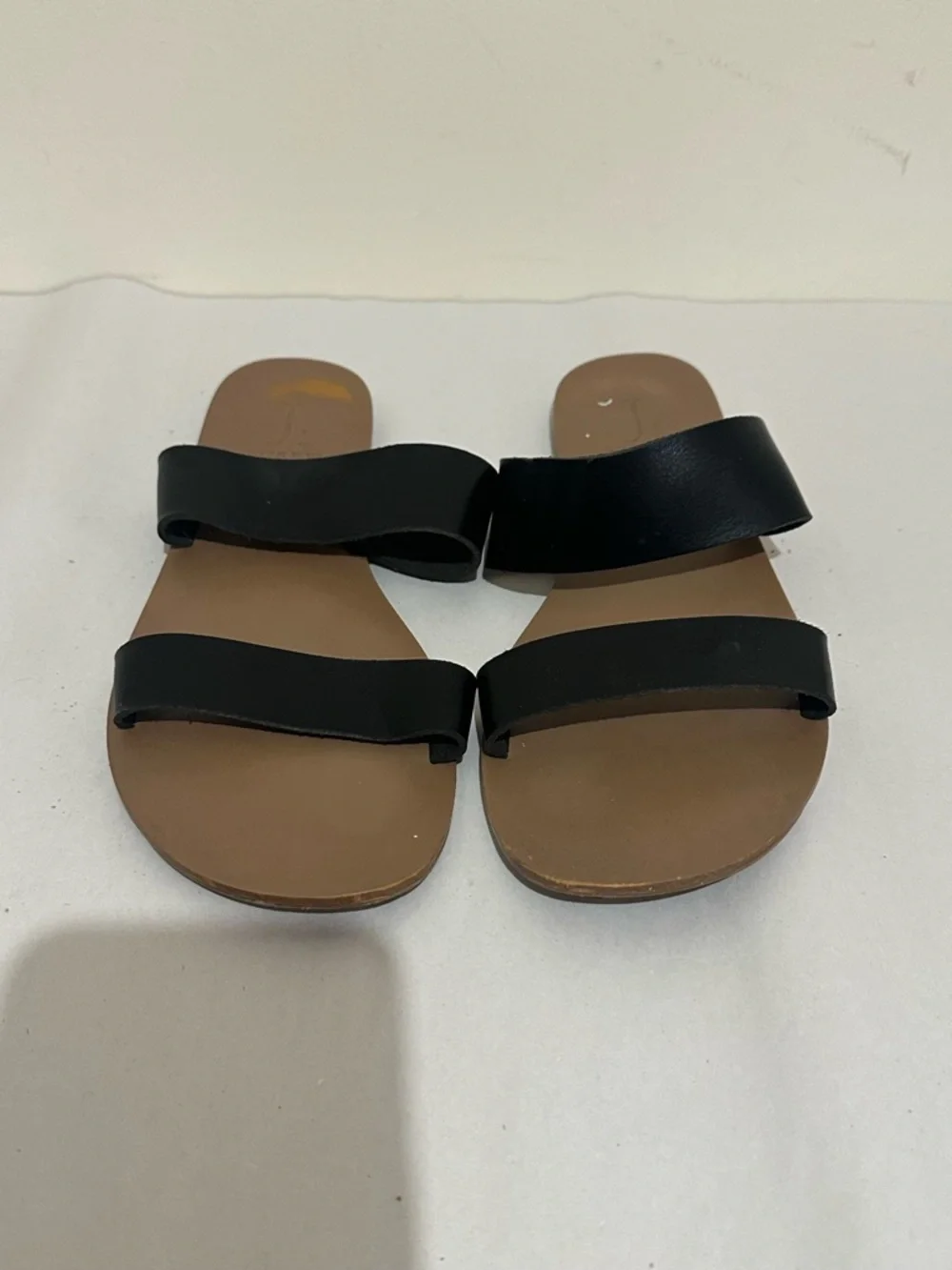 J. Crew Size 8 Black Slip On Two Band Boardwalk Sandals